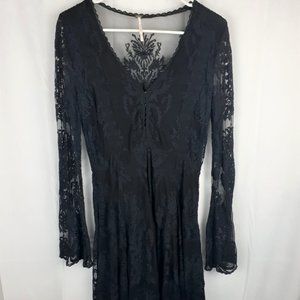 Free People Long Sleeve Black Lace Dress